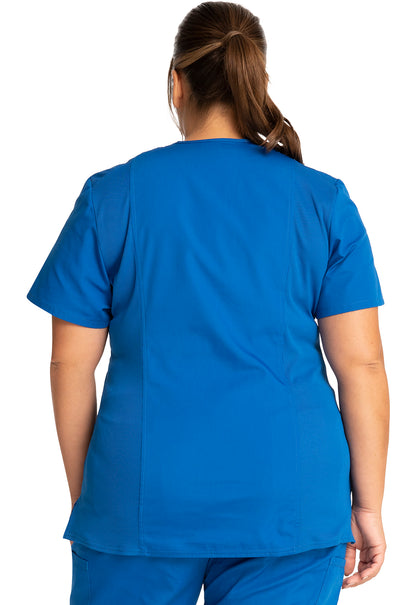 Originals WW650 Mock Wrap Top Royal Model Image Back | Cherokee Workwear