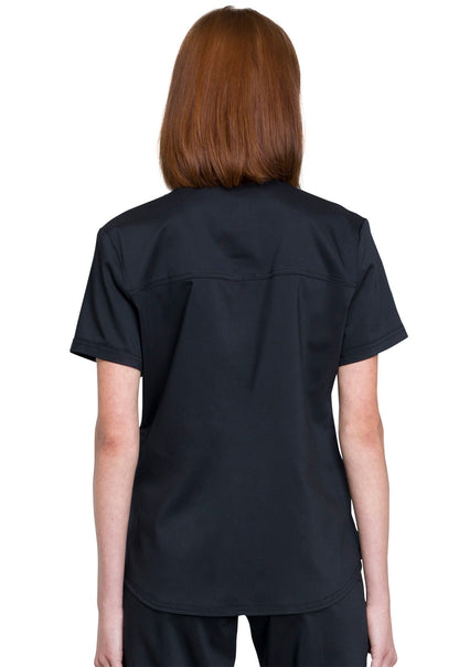 Revolution WW657 Tuckable V-Neck O.R. Top Black Model Image Back | Cherokee Workwear