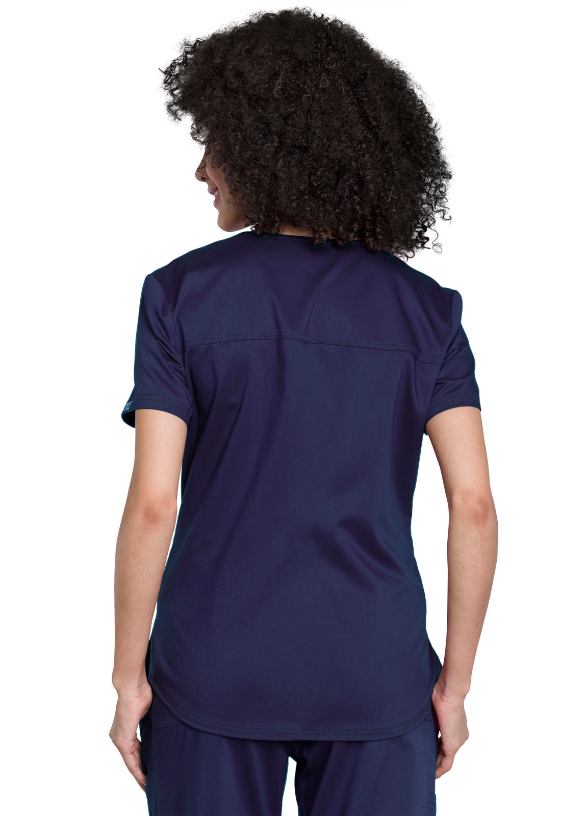 Revolution WW657 Tuckable V-Neck O.R. Top Navy Model Image Back | Cherokee Workwear