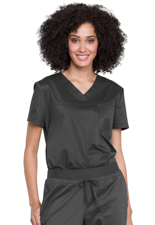 Workwear Revolution WW657 Women's Tuckable V-Neck O.R. Scrub Top Pewter