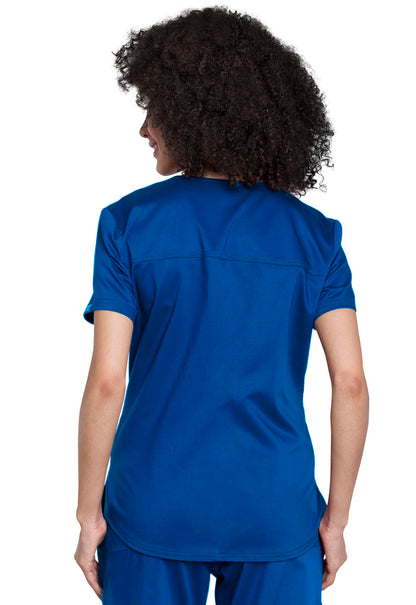 Revolution WW657 Tuckable V-Neck O.R. Top Royal Model Image Back | Cherokee Workwear