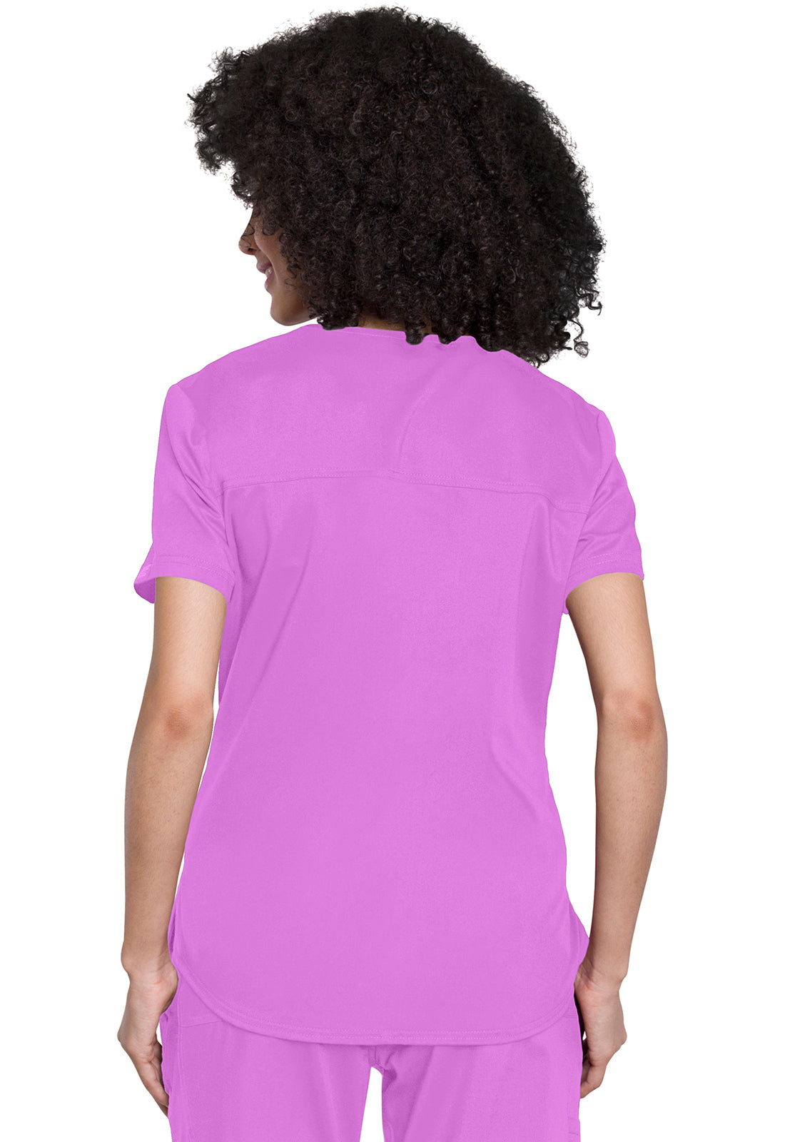 Revolution WW657 Tuckable V-Neck O.R. Top Sweet Berry Model Image Back | Cherokee Workwear