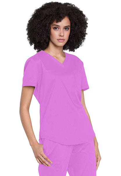 Revolution WW657 Tuckable V-Neck O.R. Top Sweet Berry Model Image Left Side | Cherokee Workwear