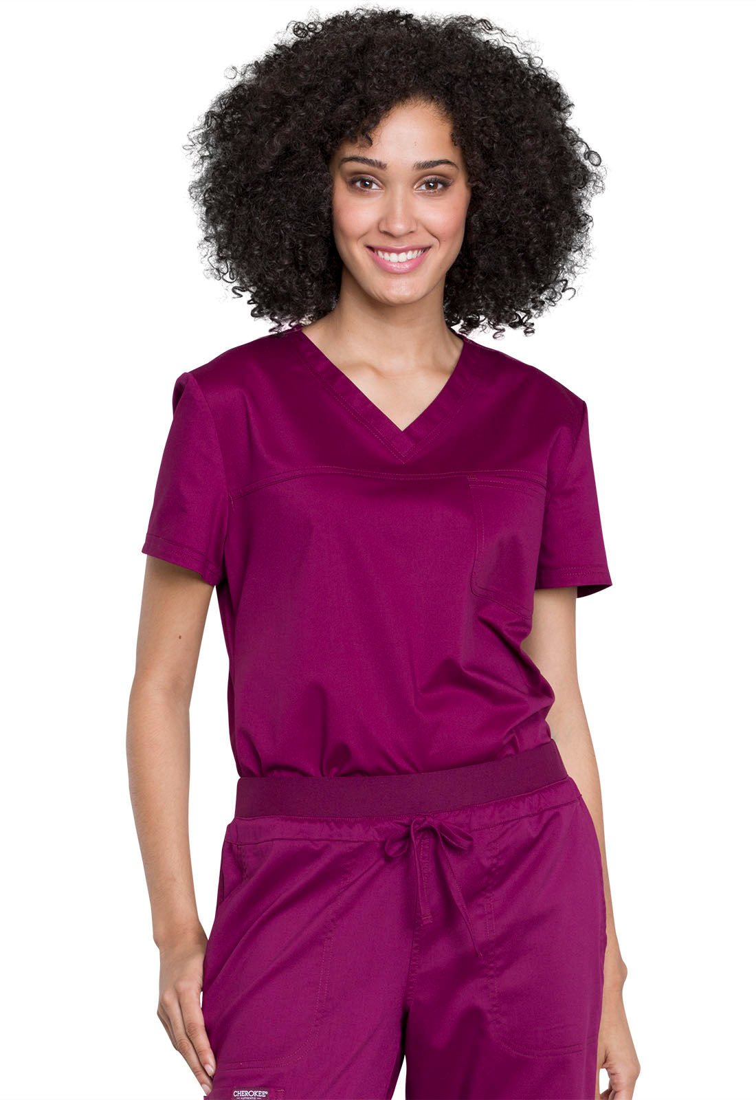 Revolution WW657 Tuckable V-Neck O.R. Top Wine