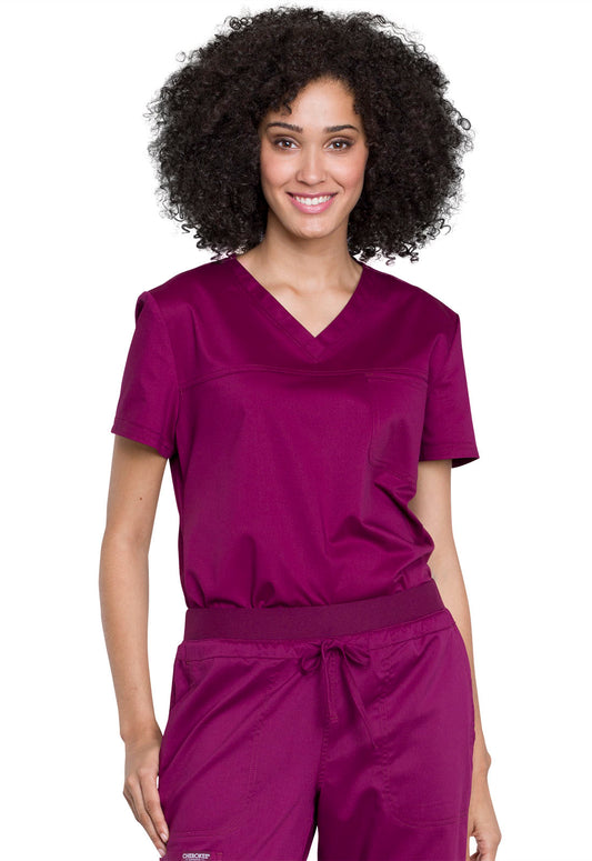 Workwear Revolution WW657 Women's Tuckable V-Neck O.R. Scrub Top Wine