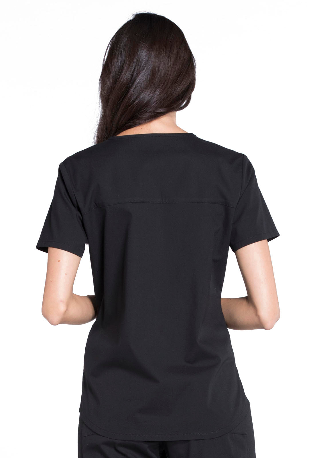 Professionals WW665 V-Neck Top Black Model Image Back | Cherokee Workwear