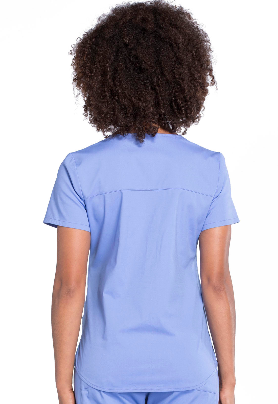 Professionals WW665 V-Neck Top Ciel Model Image Back | Cherokee Workwear