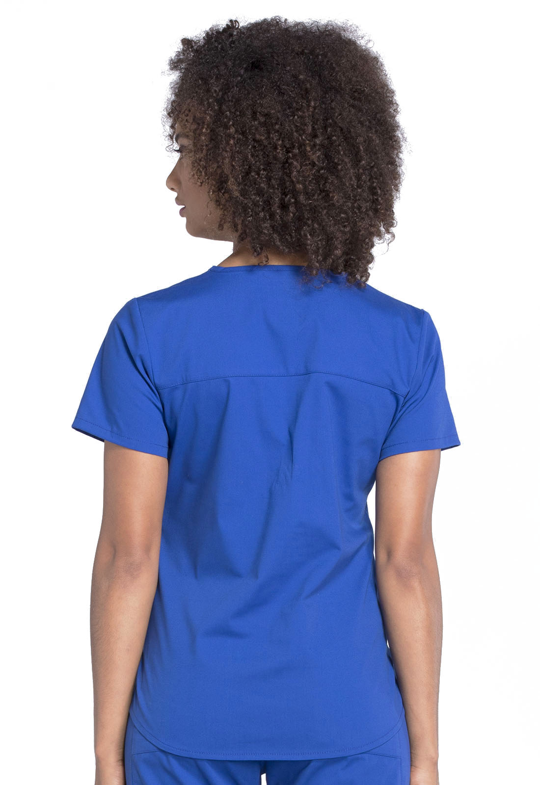 Professionals WW665 V-Neck Top Galaxy Blue Model Image Back | Cherokee Workwear