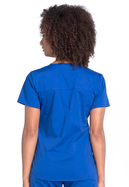 Professionals WW665 V-Neck Top Galaxy Blue Model Image Back | Cherokee Workwear