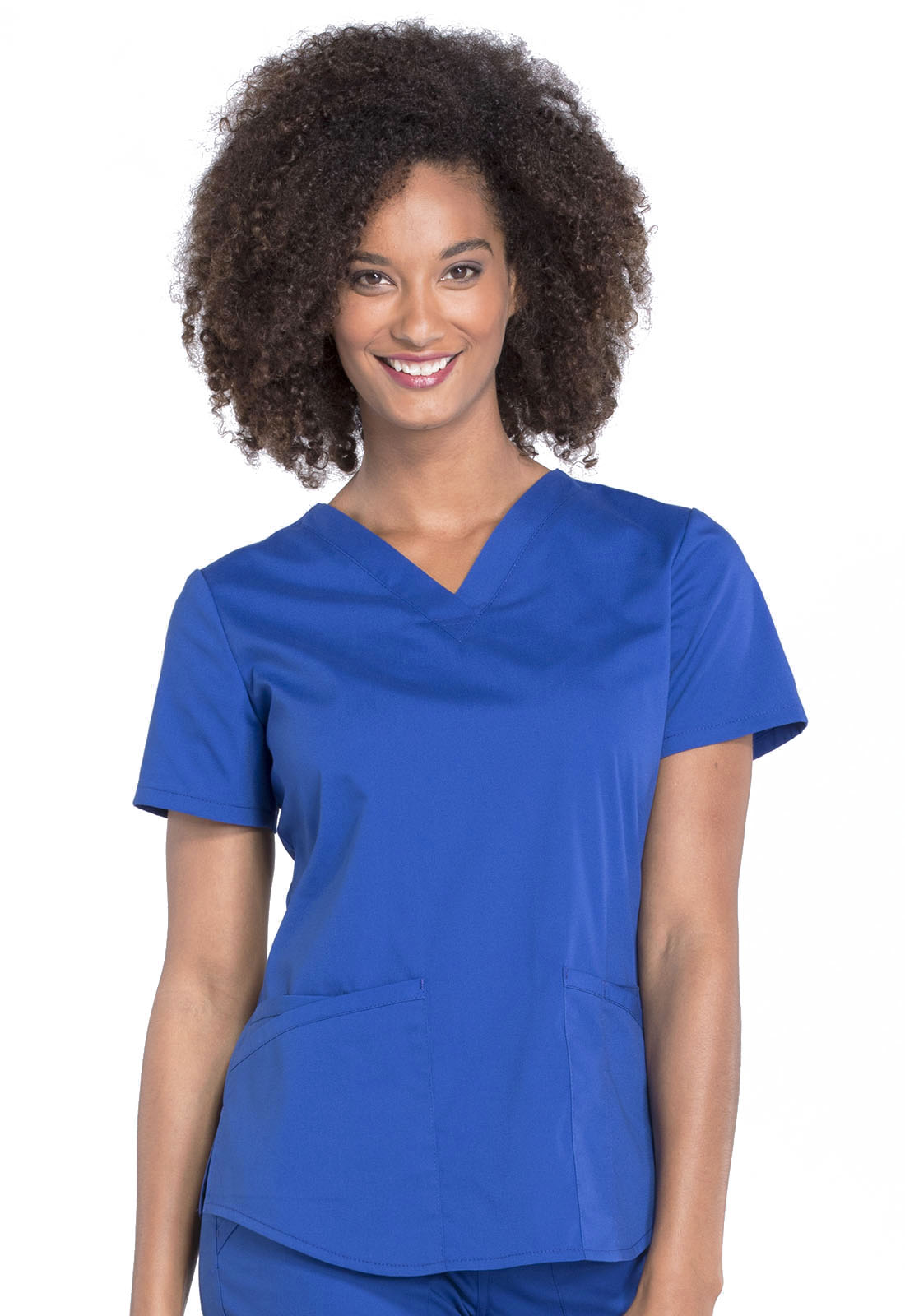 Professionals WW665 V-Neck Top Galaxy Blue Model Image Front | Cherokee Workwear