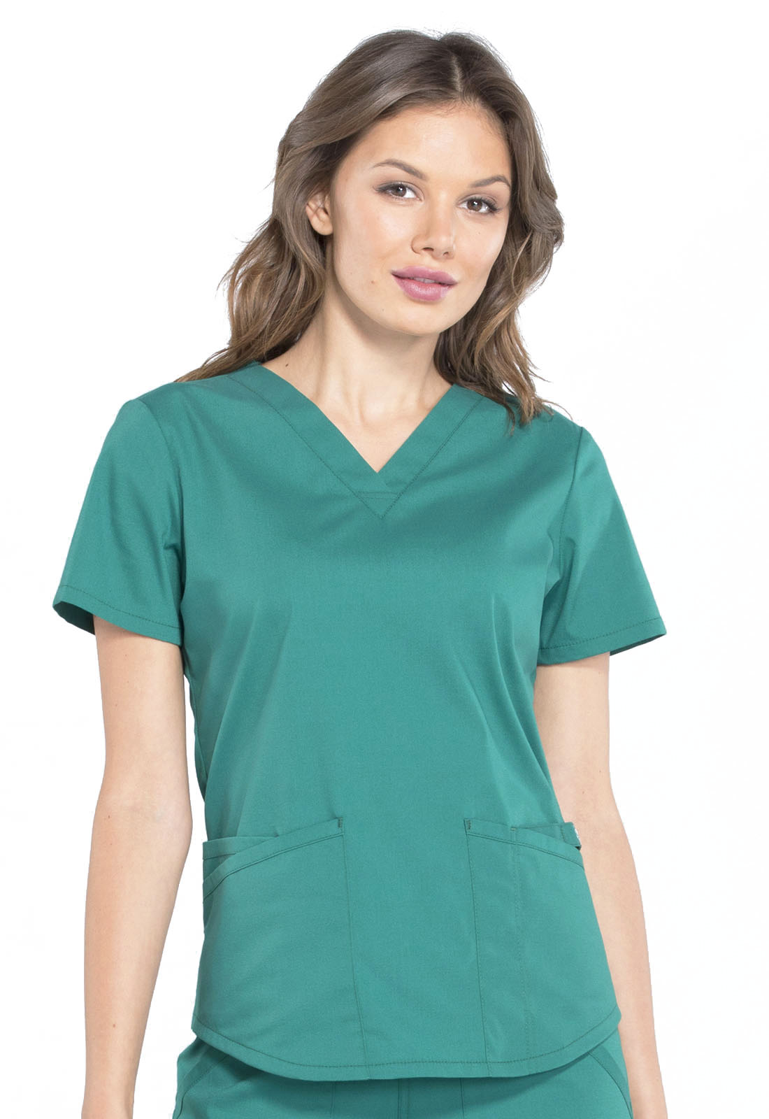 Professionals WW665 V-Neck Top Hunter Green Model Image Front | Cherokee Workwear