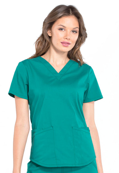 Professionals WW665 V-Neck Top Hunter Green Model Image Front | Cherokee Workwear