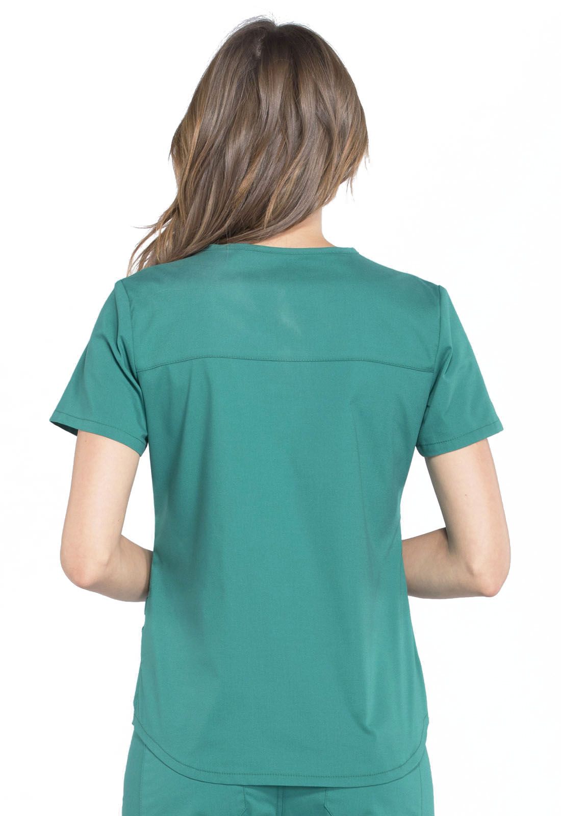 Professionals WW665 V-Neck Top Hunter Green Model Image Back | Cherokee Workwear