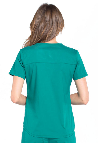 Professionals WW665 V-Neck Top Hunter Green Model Image Back | Cherokee Workwear