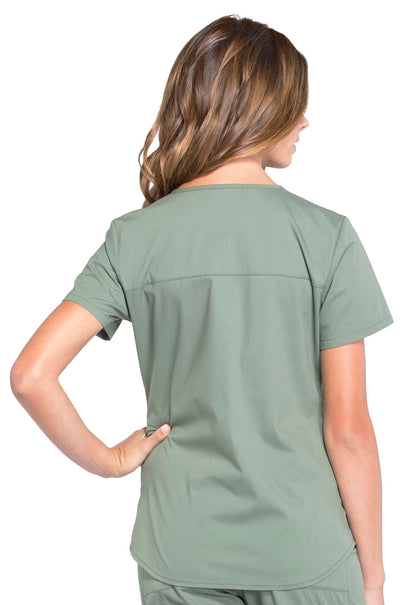 Professionals WW665 V-Neck Top Olive Model Image Back | Cherokee Workwear