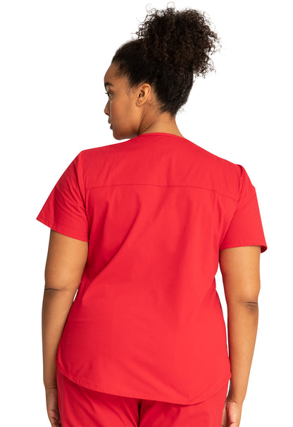 Professionals WW665 V-Neck Top Red Model Image Back | Cherokee Workwear