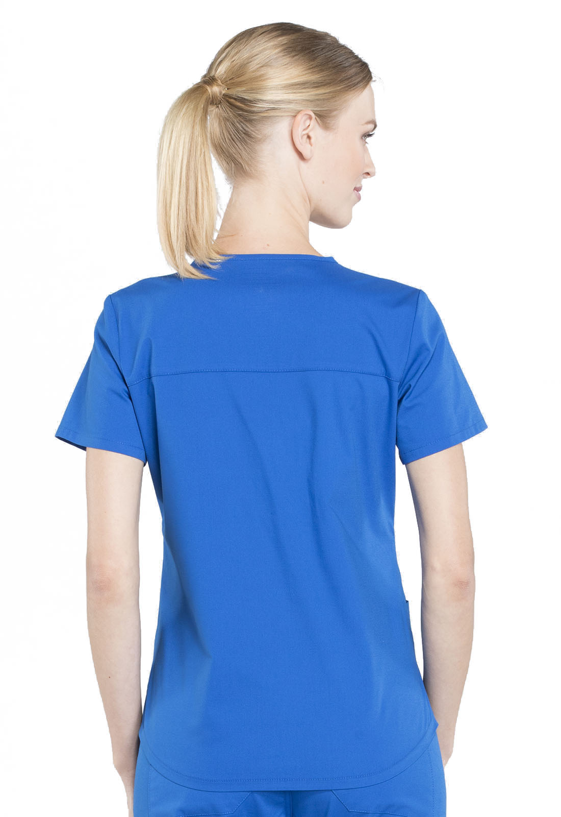 Professionals WW665 V-Neck Top Royal Model Image Back | Cherokee Workwear