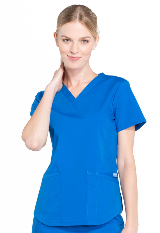 Professionals WW665 V-Neck Top Royal Model Image Front | Cherokee Workwear