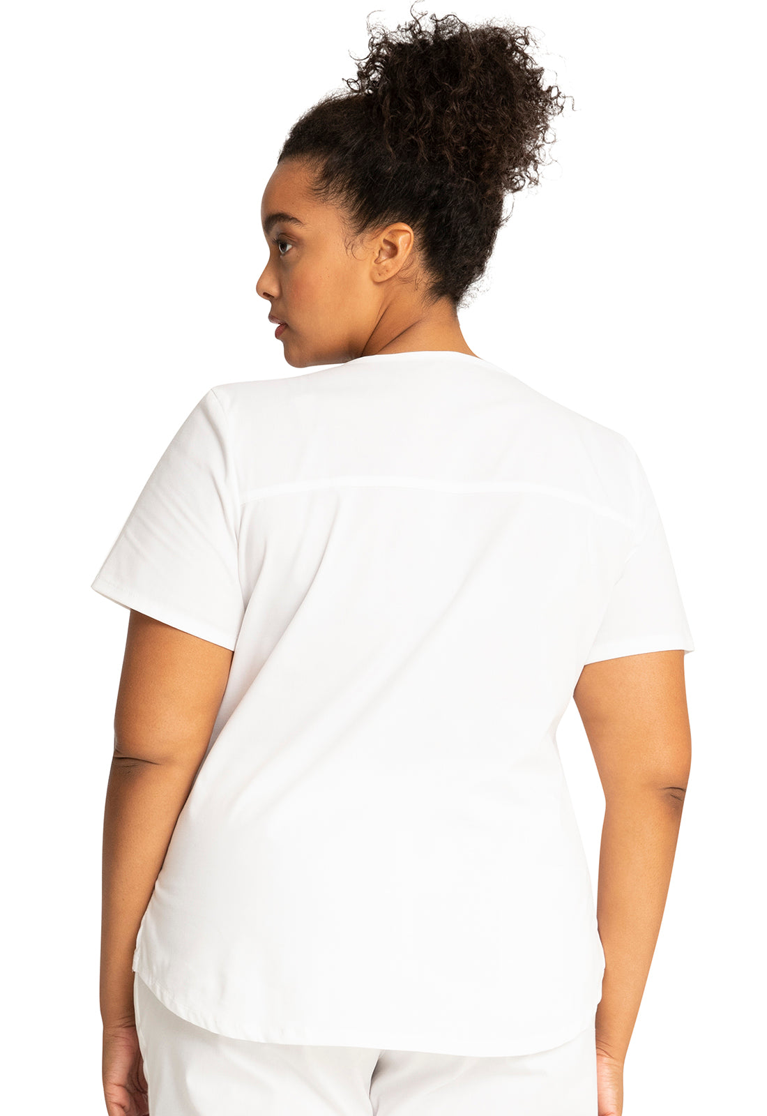 Professionals WW665 V-Neck Top White Model Image Back | Cherokee Workwear