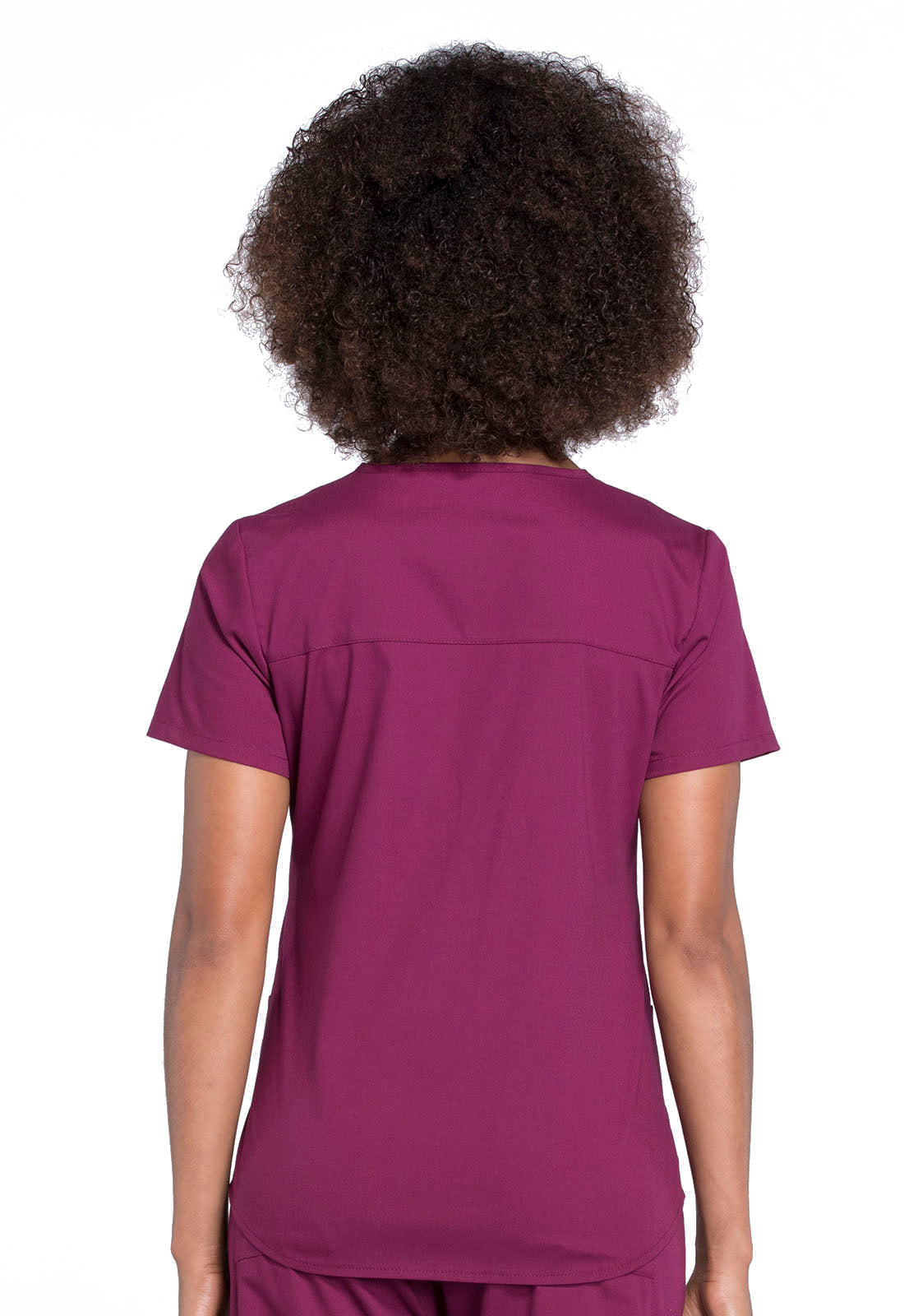 Professionals WW665 V-Neck Top Wine Model Image Back | Cherokee Workwear