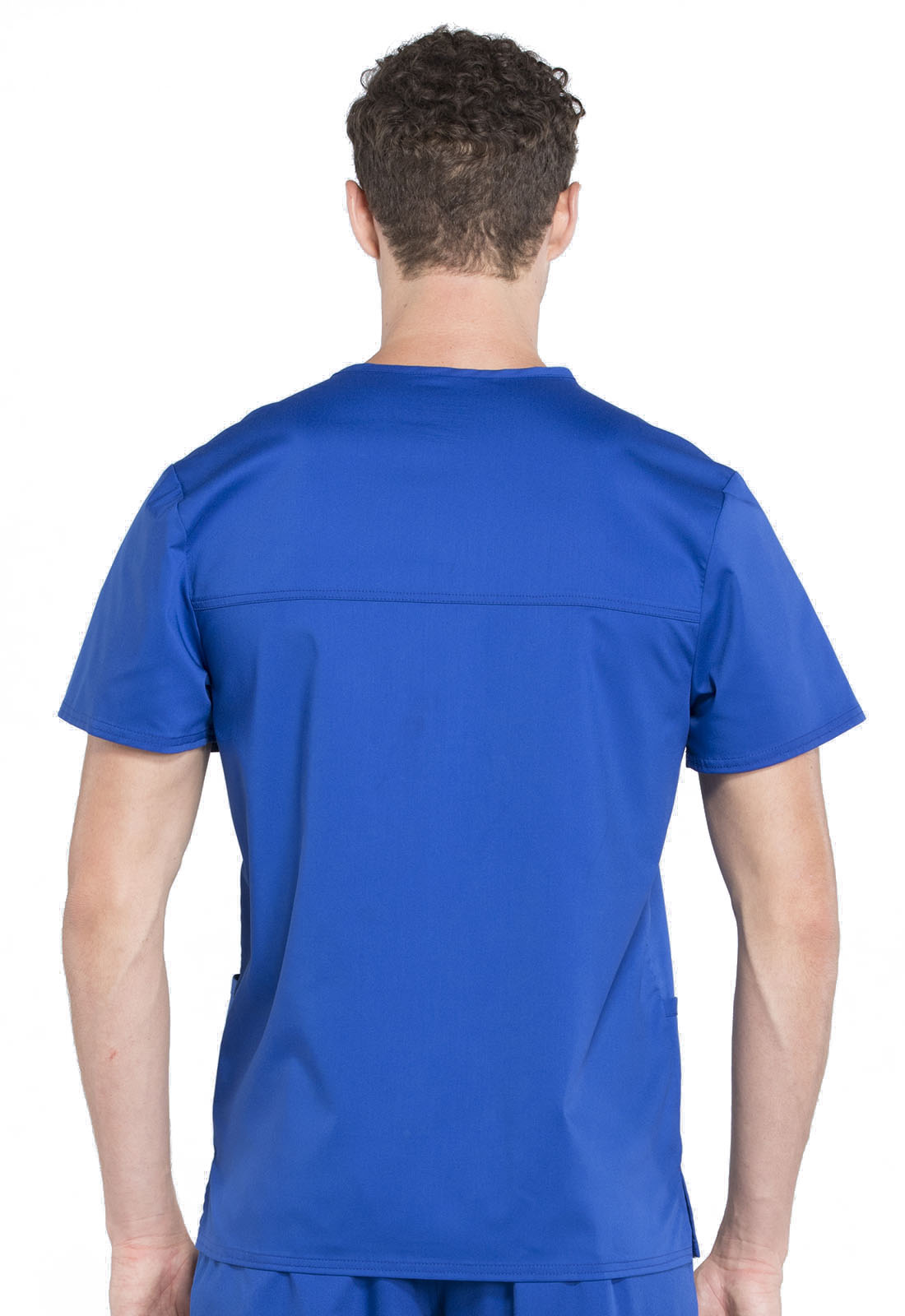 Revolution WW670 Men's V-Neck Top Galaxy Blue Model Image Back | Cherokee Workwear