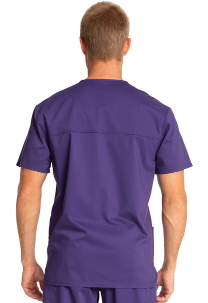 Revolution WW670 Men's V-Neck Top Grape Model Image Back | Cherokee Workwear