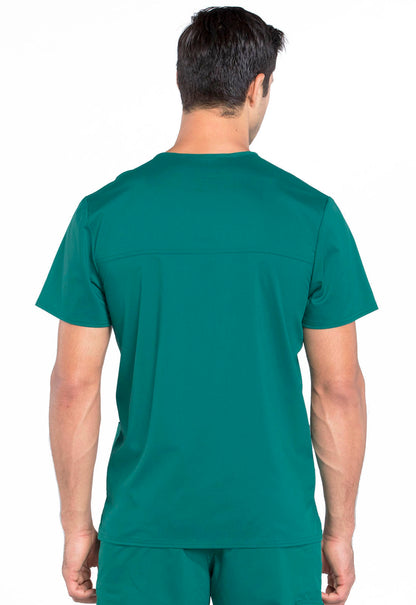 Revolution WW670 Men's V-Neck Top Hunter Green Model Image Back | Cherokee Workwear