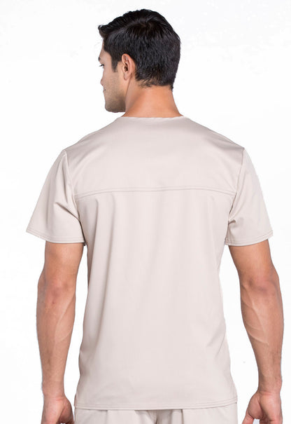 Revolution WW670 Men's V-Neck Top Khaki Model Image Back | Cherokee Workwear