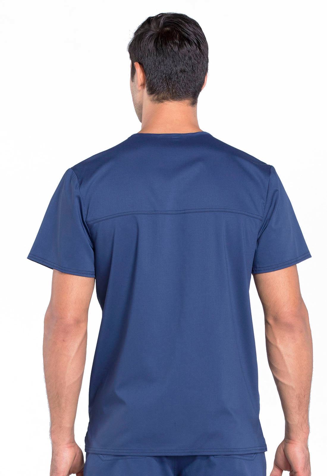 Revolution WW670 Men's V-Neck Top Navy Model Image Back | Cherokee Workwear