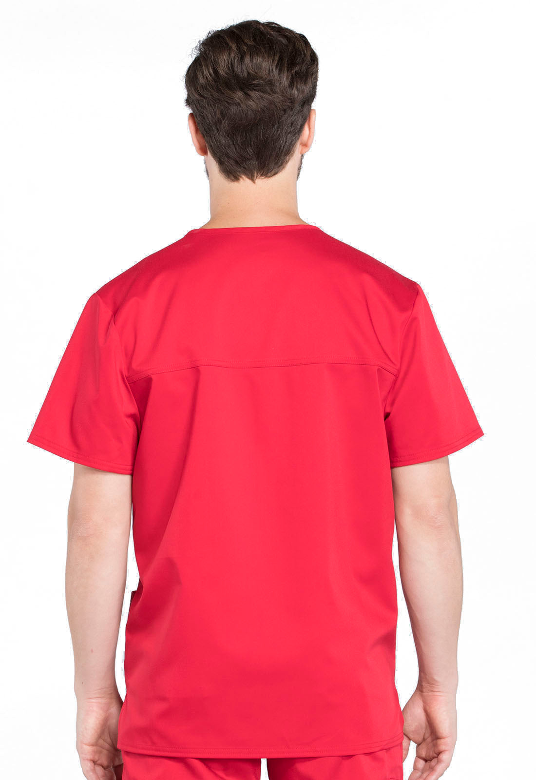 Revolution WW670 Men's V-Neck Top Red Model Image Back | Cherokee Workwear