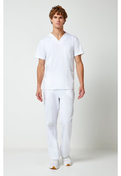 Workwear Revolution WW670 Men's V-Neck Scrub Top White
