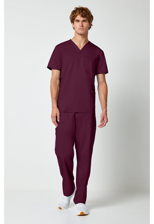 Workwear Revolution WW670 Men's V-Neck Scrub Top Wine