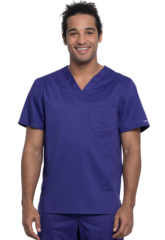 Revolution WW690 Men's Tuckable V-Neck Top Grape Model Image Front | Cherokee Workwear