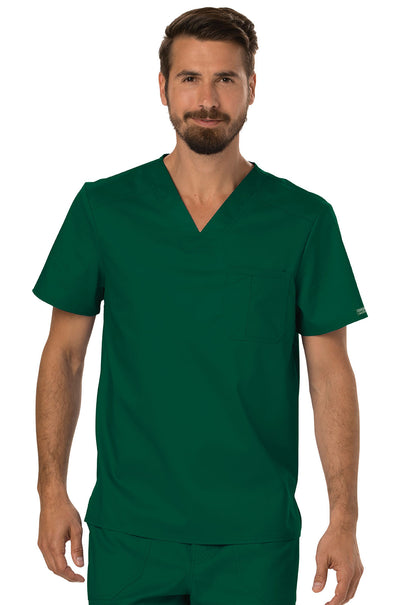 Revolution WW690 Men's Tuckable V-Neck Top Hunter Green Model Image Front | Cherokee Workwear