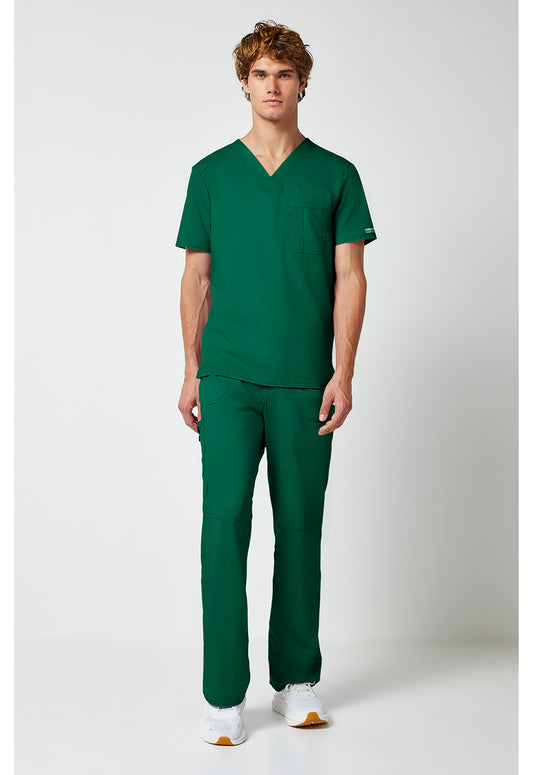 Workwear Revolution WW690 Men's Tuckable V-Neck Scrub Top Hunter Green