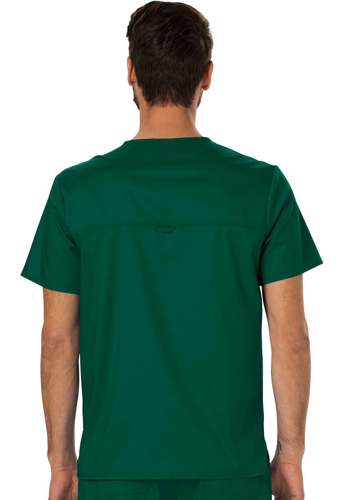 Revolution WW690 Men's Tuckable V-Neck Top Hunter Green Model Image Back | Cherokee Workwear