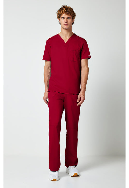 Workwear Revolution WW690 Men's Tuckable V-Neck Scrub Top Red
