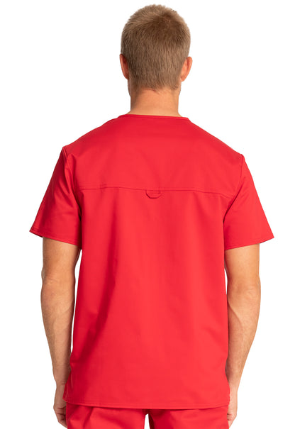 Revolution WW690 Men's Tuckable V-Neck Top Red Model Image Back | Cherokee Workwear