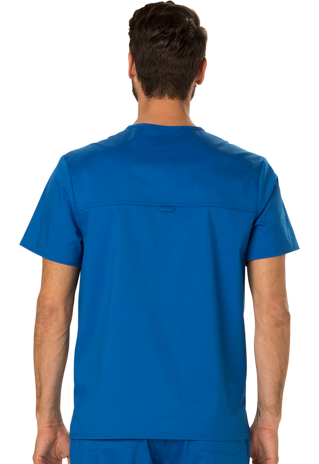 Revolution WW690 Men's Tuckable V-Neck Top Royal Model Image Back | Cherokee Workwear