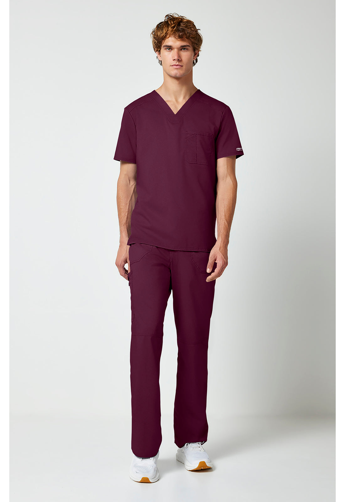 Workwear Revolution WW690 Men's Tuckable V-Neck Scrub Top Wine