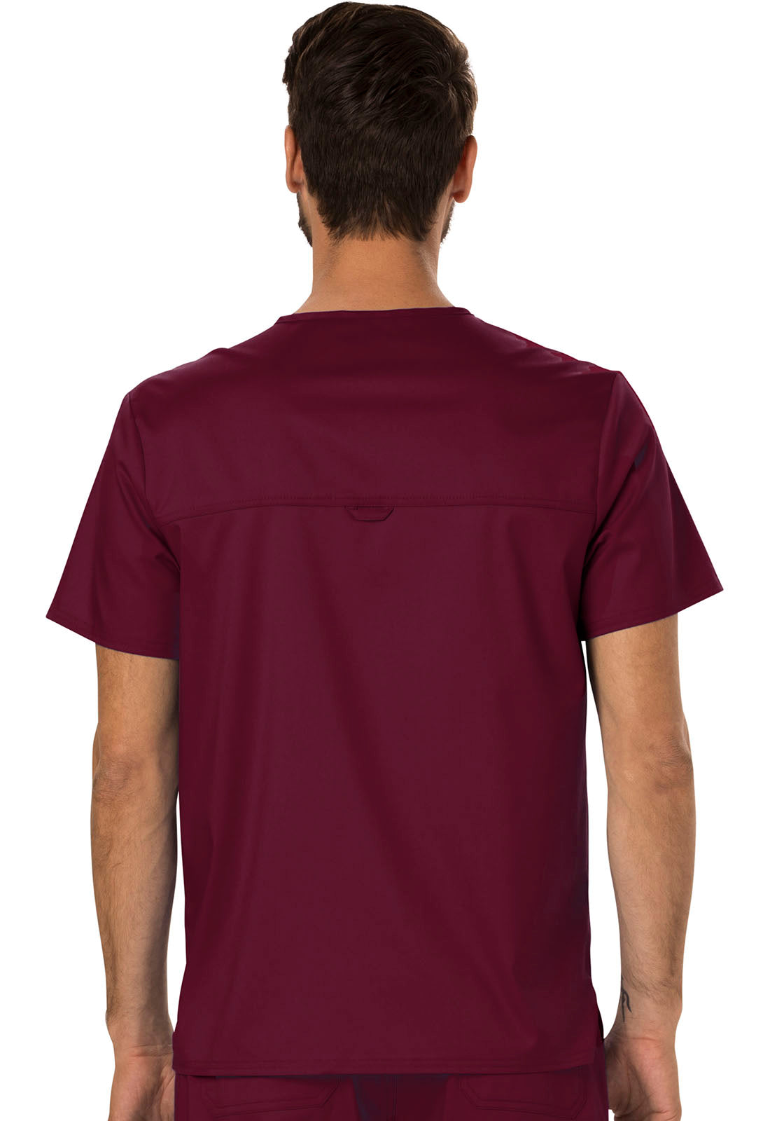 Revolution WW690 Men's Tuckable V-Neck Top Wine Model Image Back | Cherokee Workwear