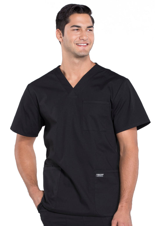 Professionals WW695 Men's V-Neck Top Black Model Image Front | Cherokee Workwear