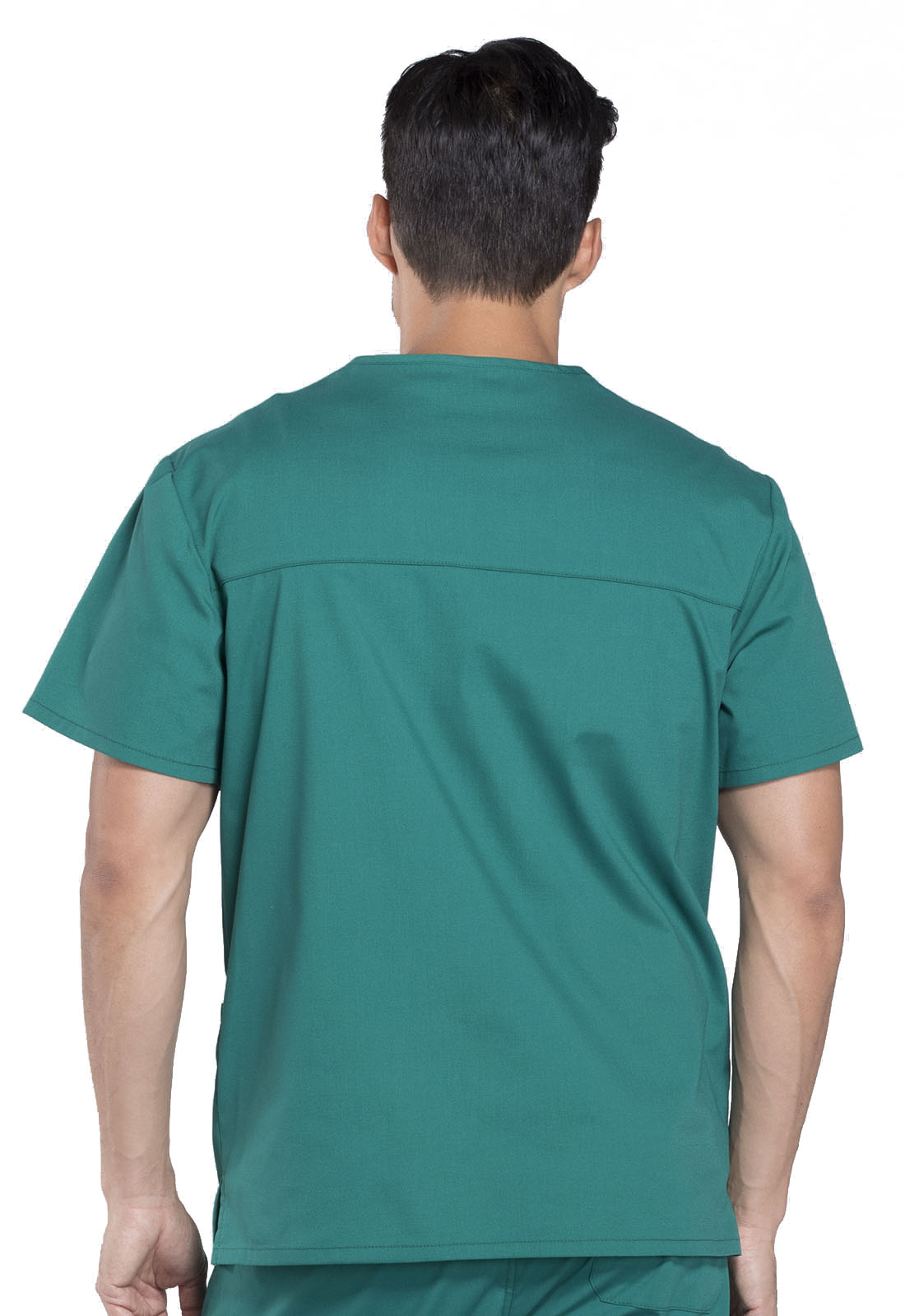 Professionals WW695 Men's V-Neck Top Hunter Green Model Image Back | Cherokee Workwear