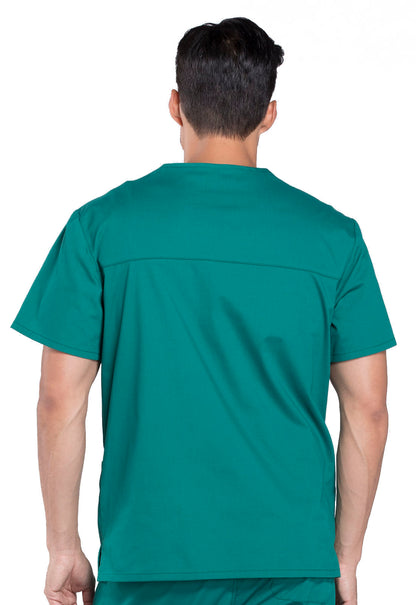 Professionals WW695 Men's V-Neck Top Hunter Green Model Image Back | Cherokee Workwear