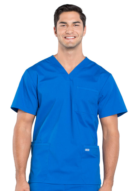 Professionals WW695 Men's V-Neck Top Royal Model Image Front | Cherokee Workwear