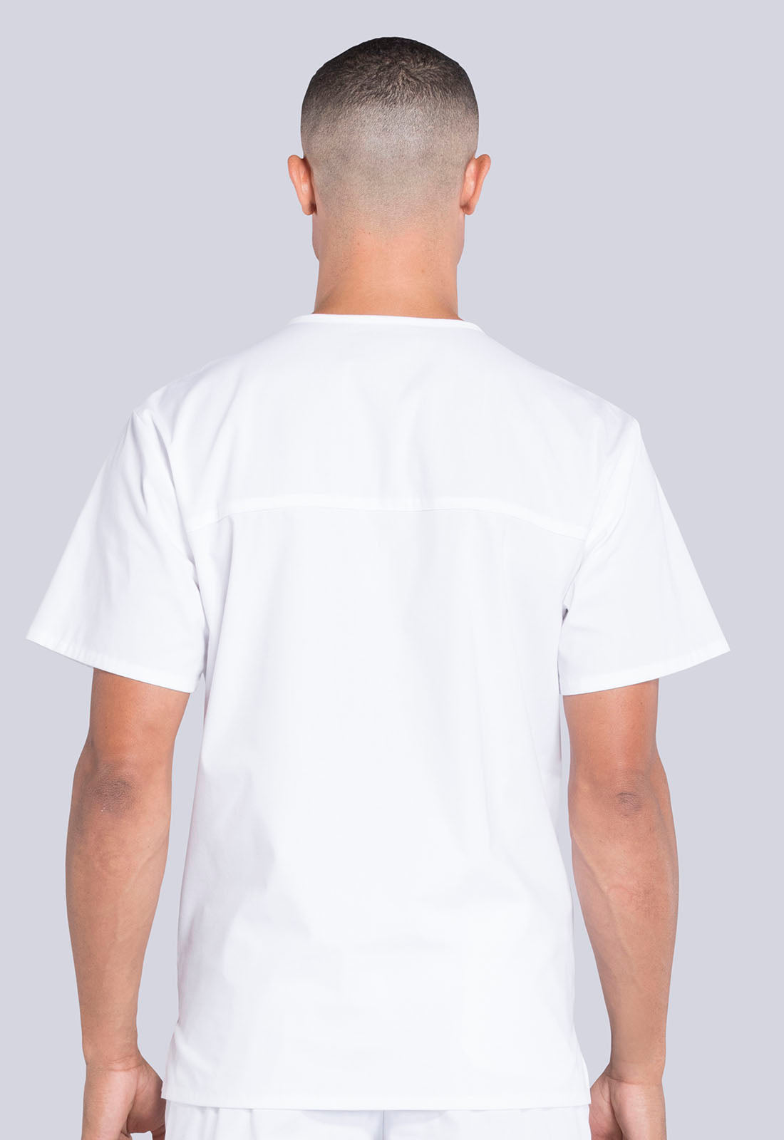 Professionals WW695 Men's V-Neck Top White Model Image Back | Cherokee Workwear