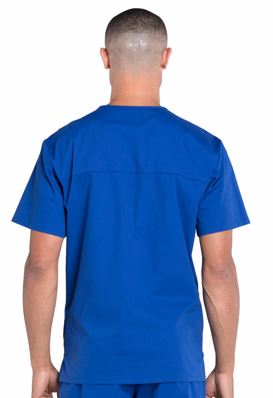 Professionals WW695 Men's V-Neck Top Galaxy Blue Model Image Back | Cherokee Workwear