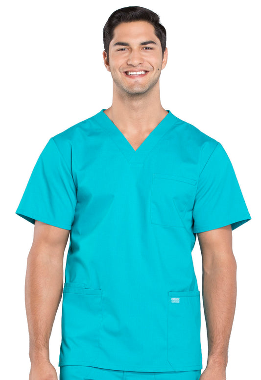 WW695 WW Professionals Men's V-Neck Top (Teal Blue)