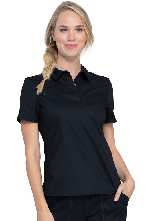 Revolution WW698 Tuckable Snap Front Polo Shirt Black Model Image Front | Cherokee Workwear