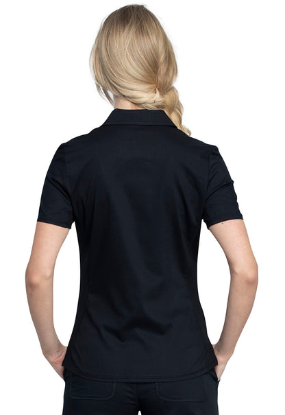 Revolution WW698 Tuckable Snap Front Polo Shirt Black Model Image Back | Cherokee Workwear